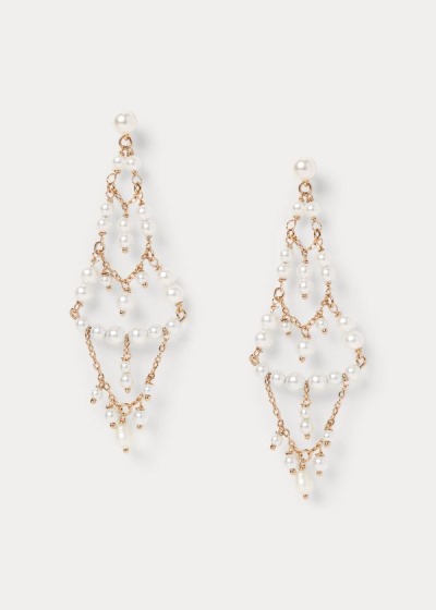 Pendientes Ralph Lauren Mujer Plateados - Pearl Chandelier - YZDVR6859